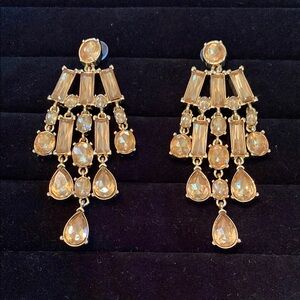 Banana Republic Gold Chandelier Earrings with Teardrop Crystals